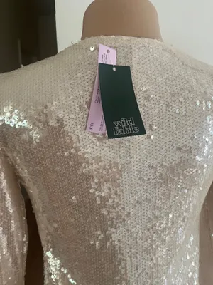Women's Long Sleeve Sequin Mini Shift Holiday Dress - Wild Fable™. thumbnail 7