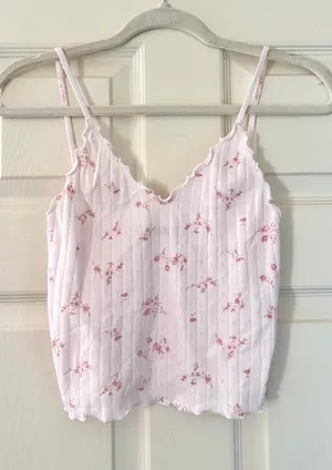 Brandy Melville Pink Floral Pointelle Nicolette Tank thumbnail 1