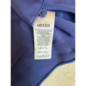 Wilfred Aritzia Beso Satin Shirt Nightshade Blue Short Sleeve Button Down M thumbnail 7