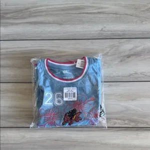 Disney Lilo & Stitch Floral Cropped Ringer T-shirt Blue Small NWT IN PACKAGE thumbnail 8