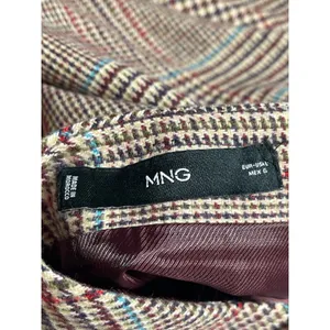 Mango MNG Gray Wool Plaid Checkered High Waist Mini Flared A-Line Skirt Size L thumbnail 3