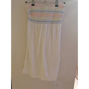 Wild Fable White Smocked Rainbow Embroidered Strapless Mini Dress XS thumbnail 3