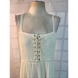 Easel Cream Sleeveless Lace-Up Corset-Style Bodice Tiered Maxi Dress Size Large thumbnail 2