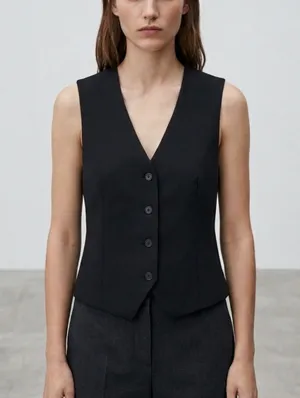 New H&M Black Tailored Women's Vest Size XS thumbnail 1