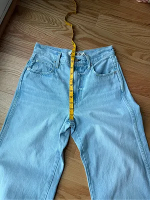 AMO Frida Crop Jeans 26 Light Wash High Rise Wide Leg Denim thumbnail 7