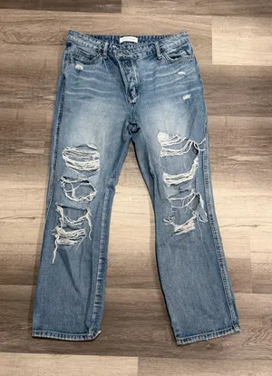 Flying Monkey Jeans Women's Ultra High Rise Straight Distressed Ripped Size 29 thumbnail 1