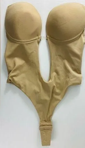 Defitshape Women’s Beige size 36/Large Backless Stretchy Seamless Bodysuit NWOT thumbnail 1