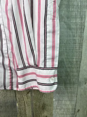 Jones New York 3X Striped Button Front Long Sleeve W/Button Cuff Shirt Top thumbnail 3