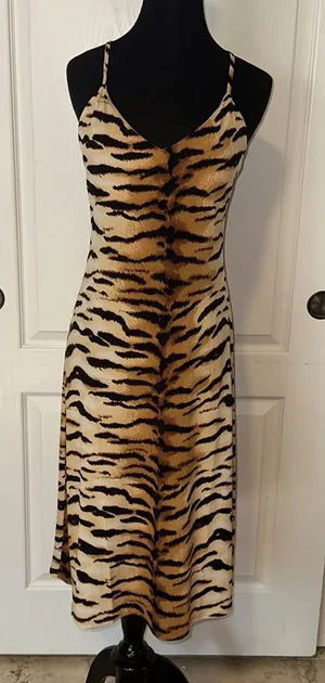 Animal Print Cami Midi Crisscross Back Summer Dress thumbnail 1