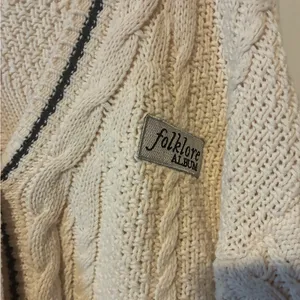 Chunky Cream Cable Knit Cardigan with Contrast Trim thumbnail 2