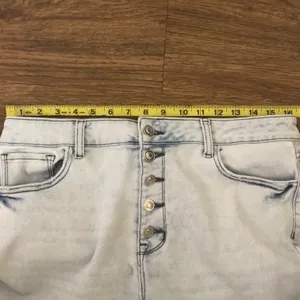 Raw Distressed Hem Flare Button Up Jeans Light Blue Size 31 thumbnail 6