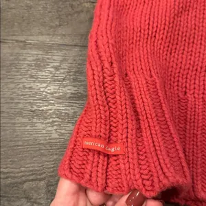 American Eagle Outfitters XL Coral Vintage‎ Y2K Wool Open Knit Mockneck Sweater thumbnail 8
