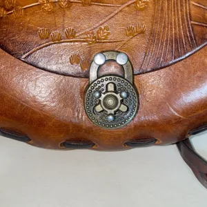 Genuine Etched Boho Saddle Braided Leather‎ Shoulder Handcrafted 3 Cross Handbag thumbnail 6