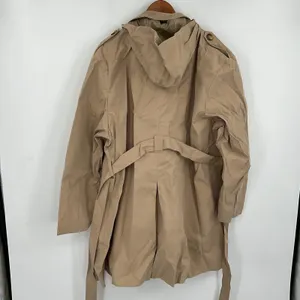 CREATMOUS‎ Womens 5X 5XL Beige Hooded Trench Coat Belted Double Breasted thumbnail 2