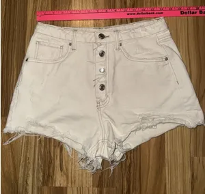 Wild Fable Women's Sz 6 Super High Rise Cutoff‎ Off-White Denim Jean Shorts thumbnail 1