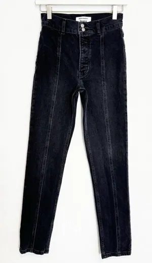 Reformation Charlie Jeans Size 24 Dark Faded Black Seamed Button Fly Alternative thumbnail 1