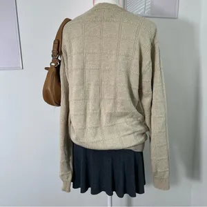 American Vintage Vintage 90s Grandpa Cream Knit Button‎ Cardigan Sweater Womens Large thumbnail 5