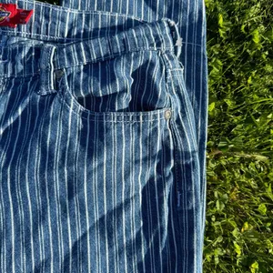 Dickies Women's Blue and White Pinstripe Jeans thumbnail 2