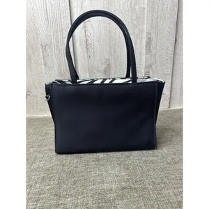Small Black Handbag Crossbody With Zebra Stripe Interior & Removable Strap thumbnail 4