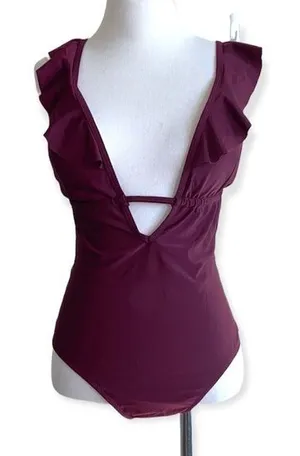 Shely‎ women’s medium one piece ruffle swimsuit thumbnail 1