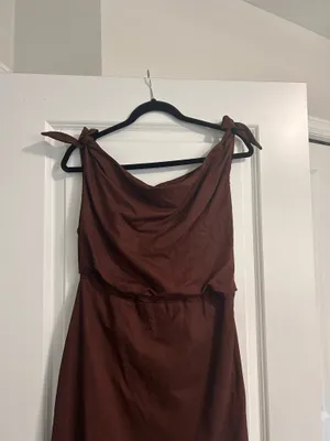 New Showpo Cincinnati Off The Shoulder Side Split Column Linen Dress Size 10 thumbnail 8