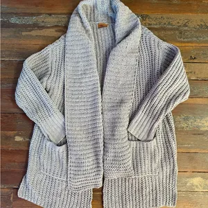 POL Gray Open-Front Chunky Knit Chenille Cardigan ~ Size Small 💛🍄 thumbnail 4