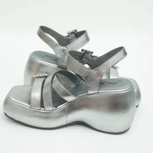 Free‎ People. Brooklyn Ankle Strap Silver Metallic Platform Sandal. 8.5 thumbnail 6