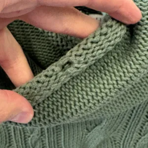 L.L. Bean Women's Light Green Cable Knit Cowl Neck Cotton Sweater 513958 Small thumbnail 9