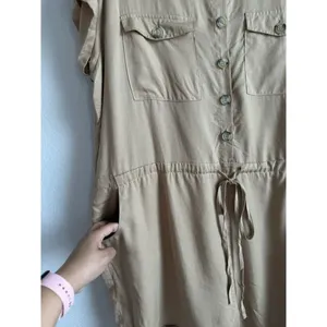 Umgee Women's‎ Taupe Button Drawstring Waist Cuffed Hem Romper Plus Size XL NEW thumbnail 8