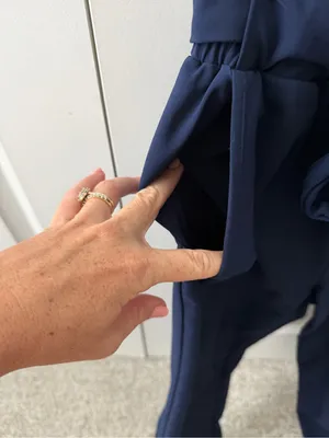 GRACE KARIN Navy Blue Minimalist Paperbag Waist Cropped Pants thumbnail 2