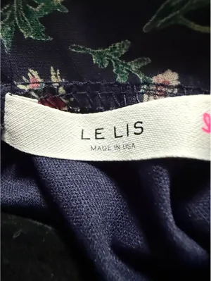 Le Lis Navy Floral Chiffon Ruffle Sleeve Keyhole Mini Dress Large thumbnail 5