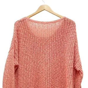 Free People Greenwich Village Sweater Sz M Coral Open Knit Oversized Tunic Boho thumbnail 5