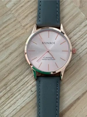 Monroe Classique by Maestro Luxury Watch Rose Gold Dial Gray Leather Strap NWOT thumbnail 5