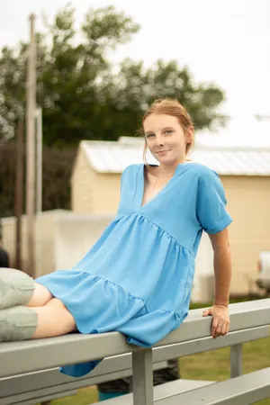 adorable light blue flowy dress thumbnail 3