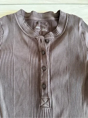 Aerie Road Trip Long Sleeve Henley Top Brown XL NWT thumbnail 4