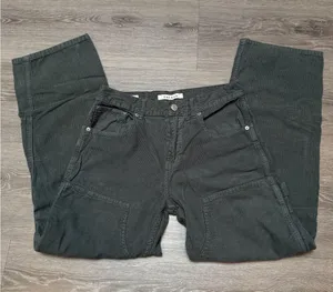 Pacsun Dark Forest Green Corduroy Carpenter Cargo Pants thumbnail 1