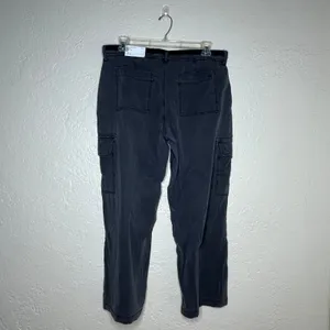 American Eagle Super High Rise Baggy Wide Leg Cargo Pants Gray 16 Short thumbnail 2