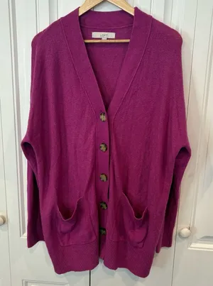 Loft‎ Purple Button Front Cardigan Size Medium thumbnail 1