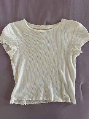 Urban Outfitters Pointelle Heart White Baby Tee thumbnail 1