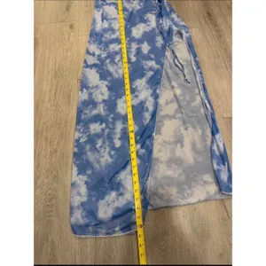 Blue Cloud Print Halter Swim Cover Up Maxi Dress Beach Resort Side Slit thumbnail 9