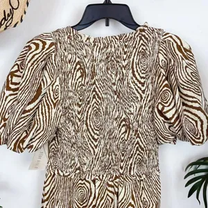 MOON RIVER Smocked Puff Sleeve Midi Dress thumbnail 7