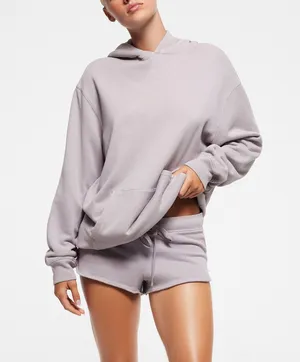 Skims Women's Gray French Terry Fleece Oversized Hoodie Hooded Sweatshirt Top XS thumbnail 1