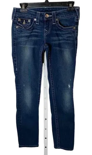 True Religion Womens Blue Embroidered Pockets Straight Leg Denim Jeans‎ Size 26 thumbnail 1