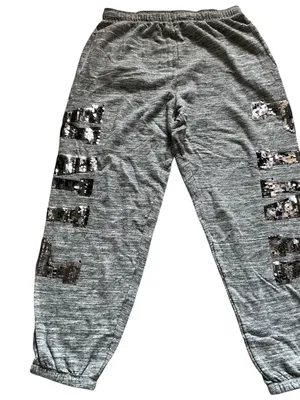 Victoria’s Secret PINK flip sequins bling marked gray campus joggers pants Sz M thumbnail 1