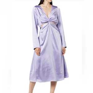 The Drop Violeta cut out silky dress Lavender. Size Large thumbnail 3