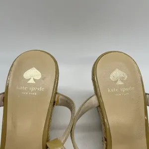 Kate Spade Womens 7.5 Shoes Nude Beige Espadrille Wedge Bow Linked-Chain Heels‎ thumbnail 5