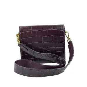 JW Pei Mini Flap Burgundy Red Croc Faux Leather Vegan Crossbody Bag Handbag thumbnail 3