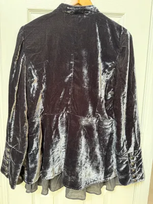 Free People Military Victorian Jacket Goth Dark Gray Velvet Intricate Buttons S thumbnail 8
