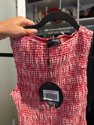 White fox gingham mini dress thumbnail 3