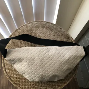 PU Faux leather white with gold zip and black buckle belt fanny pack sling bag thumbnail 2